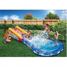 Banzai Wave Crasher Surf Belly Board Water Slide into Pool for Kids 5 - 12 Blow Up Outdoor Summer Fun   